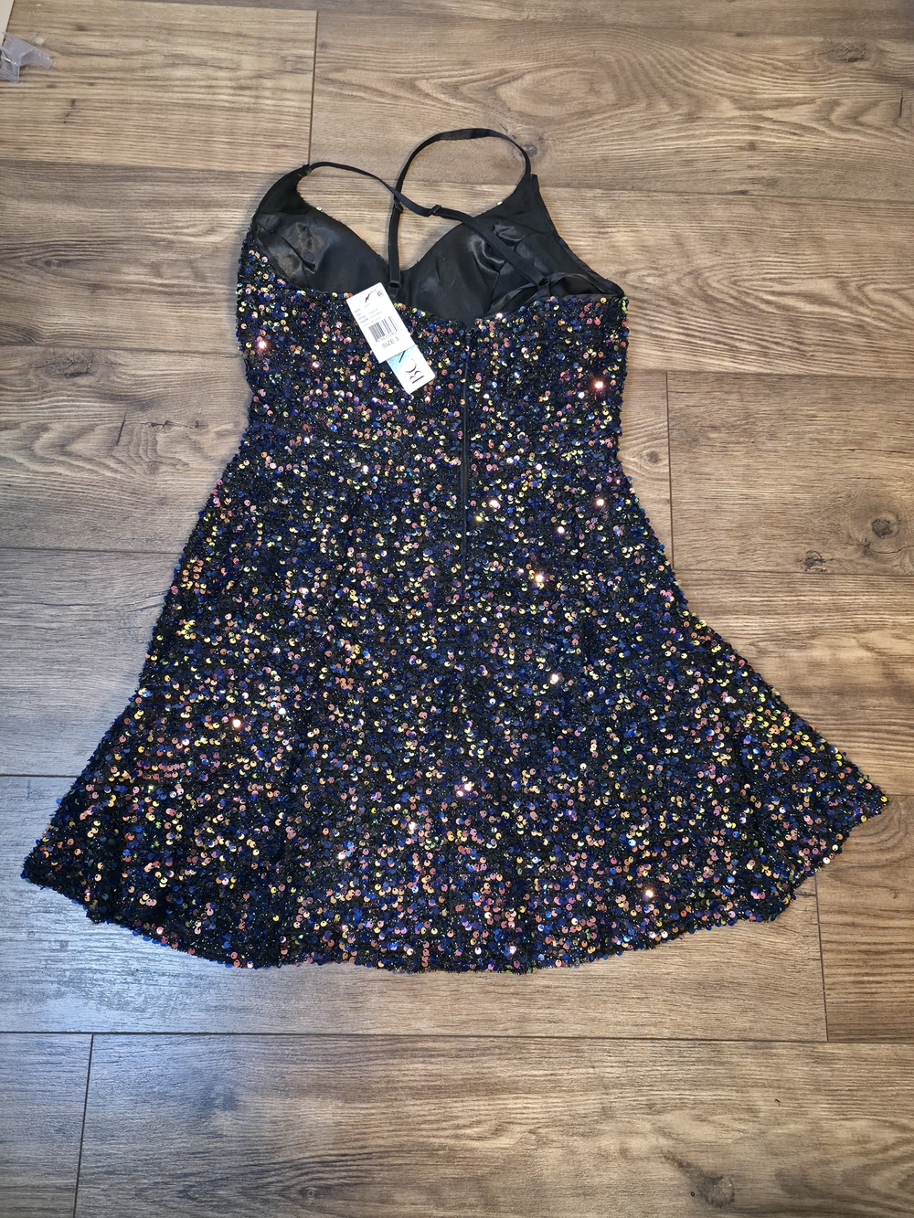 BCX Black Sequin Party Dress with Multicolor Shimmer Sequin Size 3